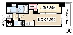 S-RESIDENCE烏森aureate(オリート) 1LDKの間取図画像