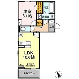 ルーチェ・ブリラーレ 2階1LDKの間取り