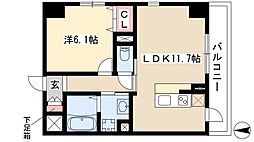 ロイヤル山王 2階1LDKの間取り