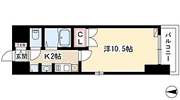 プログレッソ岩塚 7階1Kの間取り