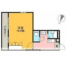 パレス名四十一屋II 2階1Kの間取り