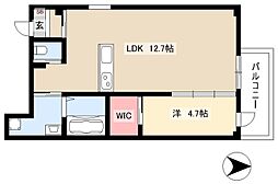 ミルノア尾頭橋 5階1LDKの間取り