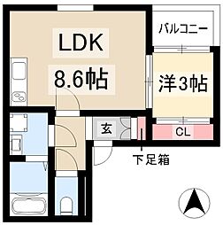 Coco Cat 岩塚 2階1LDKの間取り