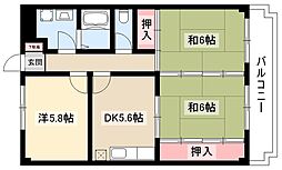 メゾンエクセル日比津 3階3DKの間取り