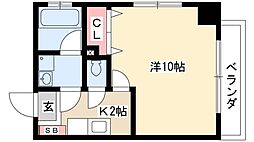 ALLGO GRATO 2階1Kの間取り