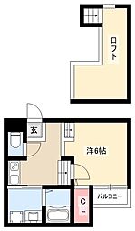 CLUB高畑レジデンス 1階1Kの間取り