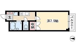 ヴィクトワール 1Kの間取図画像