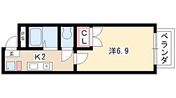 第3ホーメスト桜木 1Kの間取図画像