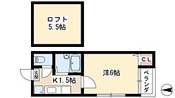 P.A.F.I.A.C郷前 1Kの間取図画像