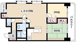 ユーハウス名駅 2LDKの間取図画像