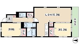 ローレン南荒子 2LDKの間取図画像
