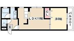 ウイスタリア荒子 1LDKの間取図画像
