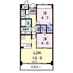 プレシャスコート 2LDKの間取図画像