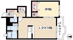 カルム錦 1LDKの間取図画像