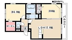 プレジール 2LDKの間取図画像