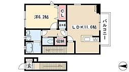 珠輝 1LDKの間取図画像