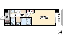 パークフラッツ金山 1Kの間取図画像