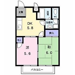 ピアときわ 2DKの間取図画像