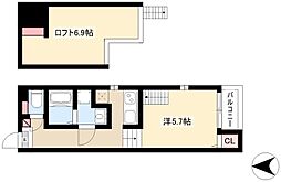 アオトゥーレ尾頭橋 1Kの間取図画像