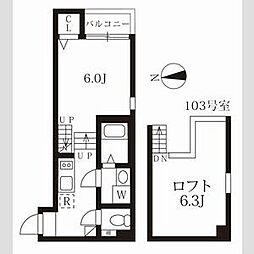 ブランテール 1Kの間取図画像