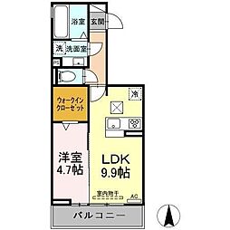 シャルマン高畑 1LDKの間取図画像