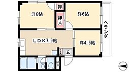 ロジュマンK 3DKの間取図画像