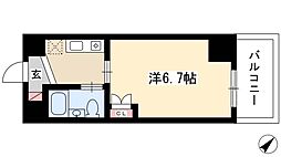 リアライズ伝馬 1Kの間取図画像