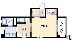 上ノ宮スクエア 1Kの間取図画像