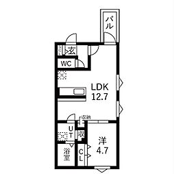 ソレイユ大宝 1LDKの間取図画像