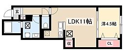 リーブルファイン稲永2 1LDKの間取図画像