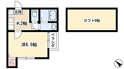 シャトー塩池 1Kの間取図画像
