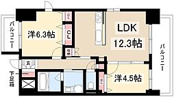 S-RESIDENCE亀島駅前ブレイズ 2LDKの間取図画像