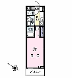 シャルール伏屋 1Kの間取図画像