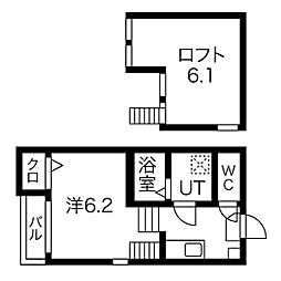 エクセラン白鳥 1Kの間取図画像