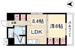 ゴールドヒルズ渡辺 1LDKの間取図画像