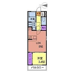 AK22土古町 1LDKの間取図画像