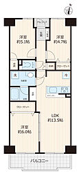 杁中スカイタウンA棟 3LDKの間取図画像