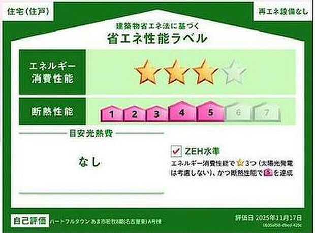省エネ性能ラベルは建物のエネルギー消費性能を一目でわかりやすく示すための表示です。このラベルにはエネルギー消費性能が星の数で表示され、実際の消費エネルギーが省エネ基準より少ないほど星の数が増えます。 