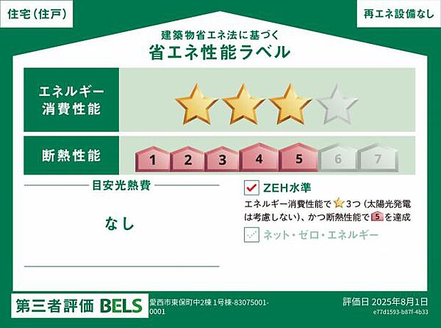 省エネ性能ラベルは建物のエネルギー消費性能を一目でわかりやすく示すための表示です。このラベルにはエネルギー消費性能が星の数で表示され、実際の消費エネルギーが省エネ基準より少ないほど星の数が増えます。