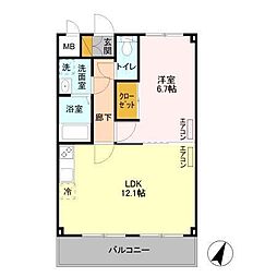 ファーストクライム 2階1LDKの間取り