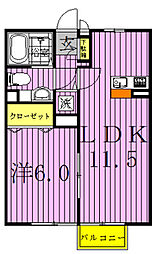 プチ・エトワール 2階1LDKの間取り