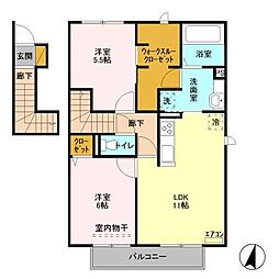 サントビーレジデンスIII 2階2LDKの間取り