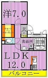 春日レジデンスII 1階1LDKの間取り