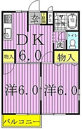 エルディムパークサイド 2DKの間取図画像