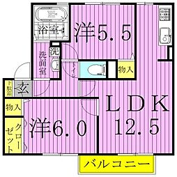 リュミエール 2LDKの間取図画像
