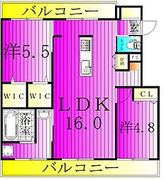 シャルマン柏の葉 2LDKの間取図画像