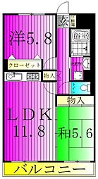 ピュアコート柏 2LDKの間取図画像