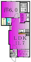 クロワサンス 1LDKの間取図画像