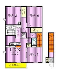 フォレヴィラージュB 3LDKの間取図画像