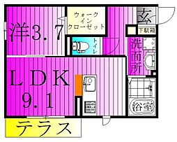 グランバニア 1LDKの間取図画像
